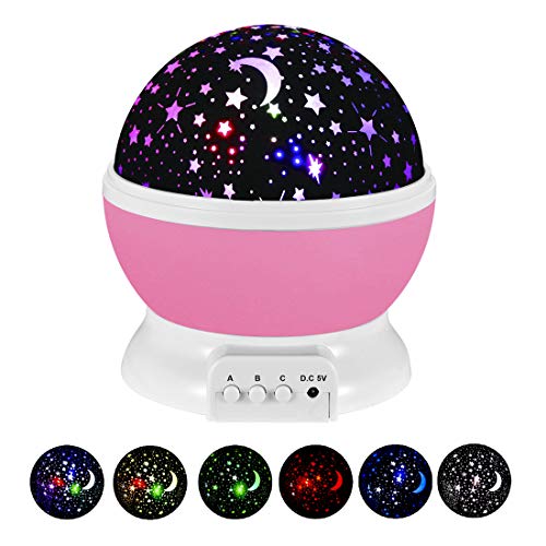 Product Cover Starry Night Light for Girls, Rotating Star Light Nights Projector Party Favor Decoration Star Lamp for Kids Toys for 3-12 Year Old Girls Christmas Gifts Pink