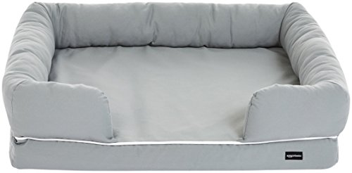 Product Cover AmazonBasics Medium Pet Dog Sofa Bolster Lounger Bed - 36 x 29 x 9 Inches, Grey