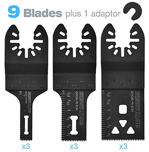 Product Cover ACTOMASTER HCS Plunge Flush Cutting Blade Set for Oscillating Tool Multitool, Pack of 9