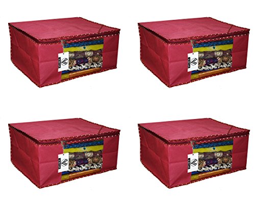 Product Cover Virtue Saree Cover Storage Bag Big, Set of 4, 100GSM Non Woven Fabric Cloth 9