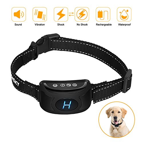 Product Cover Gasky Bark Collar for Large Medium Dogs Rechargeable Anti Barking Collar Waterproof Upgraded Smart Detection Chip Humane Traning Collar with Beep Vibration and Shock