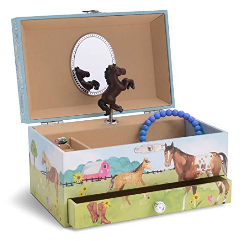 Product Cover Jewelkeeper Girl's Musical Jewelry Storage Box with Pullout Drawer, Horse and Barn Design, Home on The Range Tune