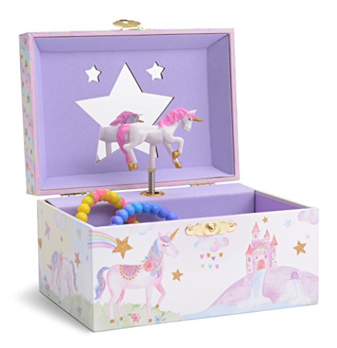 Product Cover Jewelkeeper Girl's Musical Jewelry Storage Box with Spinning Unicorn, Glitter Rainbow and Stars Design, The Unicorn Tune