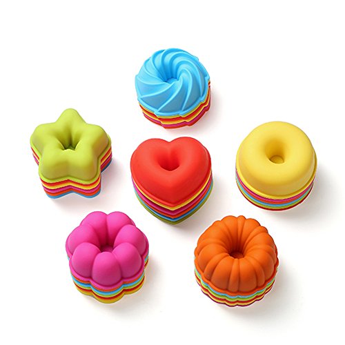 Product Cover 36 Pcs Reusable Silicone Donuts Pans by To encounter Nonstick Heat Resistant Doughnut mold BPA Free Silicone Muffin Cups Donuts Baking Pan