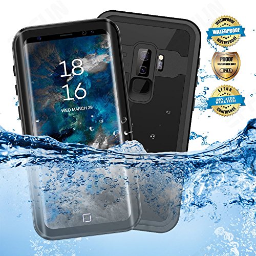 Product Cover EFFUN Samsung Galaxy S9 Plus Waterproof Case, IP68 Certified Waterproof Underwater Cover Dust/Snow/Shock Proof Case with Phone Stand, PH Test Paper and Floating Strap for Samsung S9 Plus Black