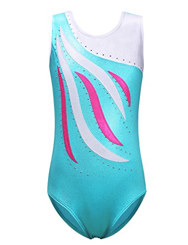 Product Cover Leotards Girls Gymnastics Embroidery Shiny Aqua Rose Diamond Dance Clothes