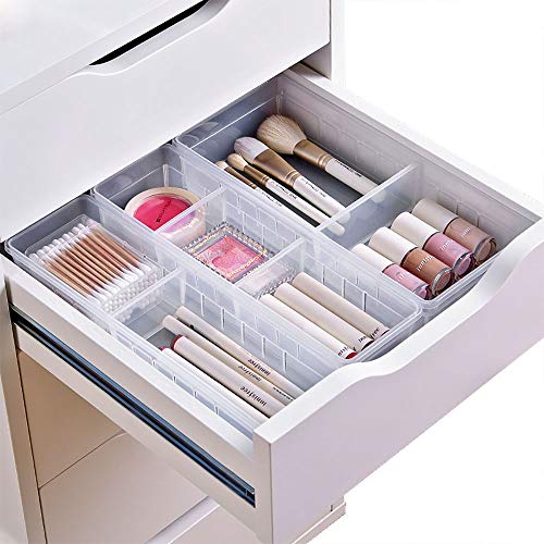 Product Cover Chris.W Desk Drawer Organizer Tray with Adjustable Dividers, Multi-Drawers for Makeups, Utensil, Pens, Flatware and Junks - Set of 4 (2 Large + 2 Small) 10.24 Inch Length