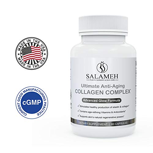 Product Cover Doctor Salameh Ultimate Anti-Aging Collagen Complex Dietary Supplement Promotes Elastin Production and Cellular Regeneration with Hyaluronic Acid and Peptides (60 Capsules)