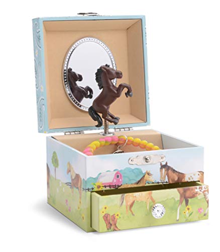 Product Cover Jewelkeeper Girl's Musical Jewelry Storage Box Pullout Drawer, Horse and Barn Design, Home on The Range Tune