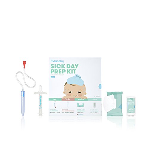Product Cover Baby Sick Day Prep Kit by FridaBaby - Includes NoseFrida Nasal Aspirator, MediFrida Pacifier Medicine Dispenser, Breathefrida Vapor Chest Rub + Snot Wipes. Soothe Stuffy Noses for Babies with A Cold