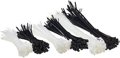 Product Cover AmazonBasics Assorted Self-Locking Nylon Cable Zip Ties (6, 8, and 12 Inch), 300 Pack - Black and White