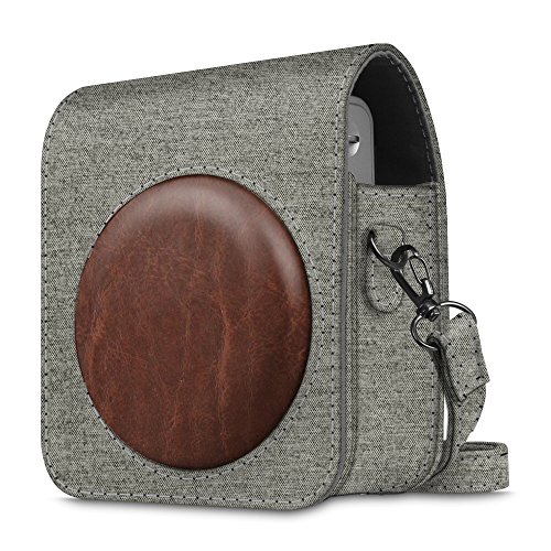 Product Cover Fintie Protective Case Compatible with Fujifilm Instax Mini 90 Neo Classic Instant Film Camera - Premium Vegan Leather Bag Cover with Removable Strap, Denim Grey