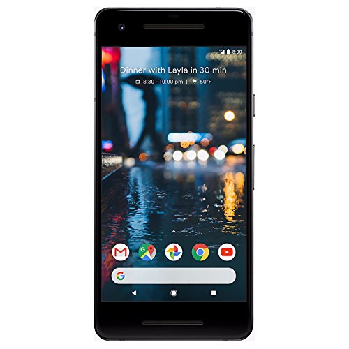 Product Cover Google Pixel 2 64 GB Unlocked Smartphone for All GSM Carriers Worldwide, Just Black (Renewed)