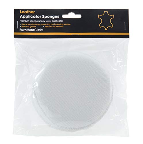 Product Cover Furniture Clinic Leather Applicator Sponges | 2 Round Microfiber Cloth Applicator Pads for Cleaning Leather, Applying Wax, Balms, Oil & Leather Care Products - Easily Remove Stains & Wipe Off Grime