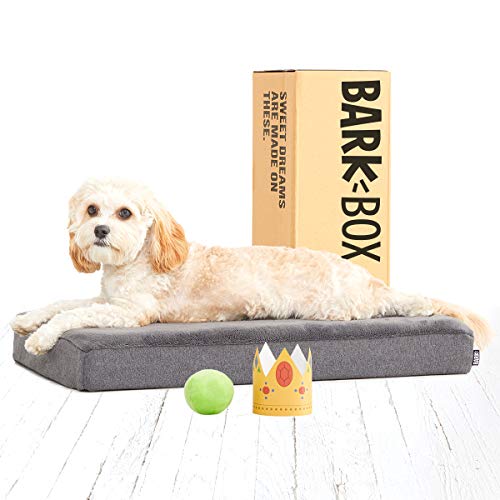 Product Cover BarkBox Memory Foam Dog Bed | Plush Orthopedic Joint Relief Mattress Machine Washable + Removable Cover; Water Resistant Lining, Includes Squeaker Toy | Small | Grey