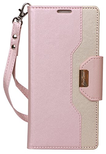 Product Cover Procase Galaxy Note 9 Wallet Case, Flip Kickstand Case with Card Slots Mirror Wristlet, Folding Stand Protective Cover for Galaxy Note 9 2018 -Pink