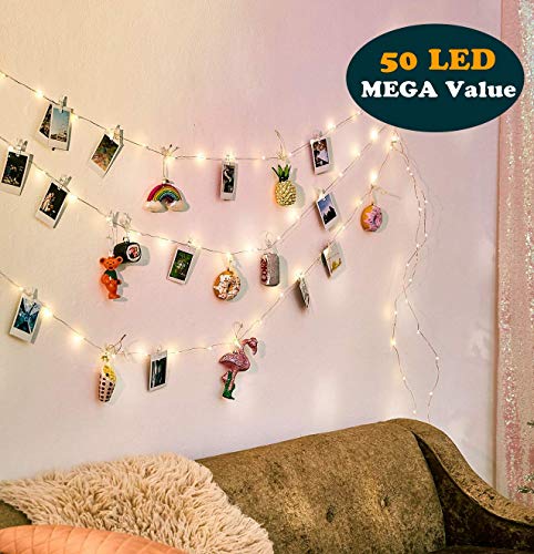Product Cover EZDC 50 LED Photo Clip String Lights, Fairy Lights with Clips, Lights with Clips for Pictures, Polaroid Lights with Clips for Bedroom & Dorm Room Decoration