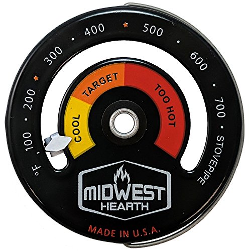 Product Cover Midwest Hearth Wood Stove Thermometer - Magnetic Chimney Pipe Meter