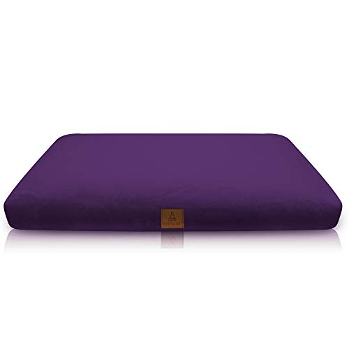 Product Cover Zabuton Meditation Cushion - USA Buckwheat Hulls in 10 Color Organic Cotton; Square Yoga Pillow Case & Zipper Liner To Adjust Volume; Match Zafu or Crescent Set For Men & Women (Purple)
