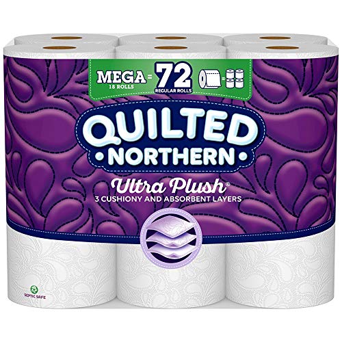 Product Cover Quilted Northern Ultra Plush® Toilet Paper, 18 Mega Rolls, 18 = 72 Regular Rolls, 3 Ply White Bath Tissue