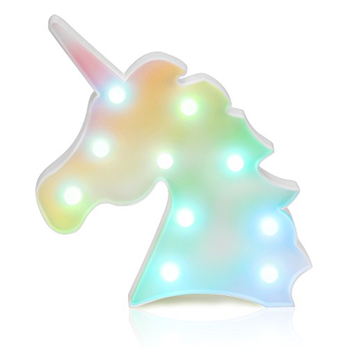 Product Cover Accmor Colorful Unicorn Light, Changeable Unicorn Lamp Night Lights, Battery Operated Decorative Marquee Signs Table Lamp for Wall Decoration, Kids' Room, Living Room, Bedroom, Party as Kids Gift