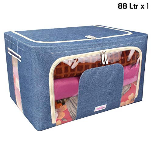 Product Cover BlushBees® Living Box - Large Storage Boxes for Clothes, Blanket Bag - 88 Litre, Pack of 1, Cowboy Blue