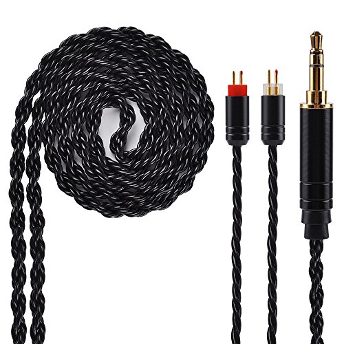 Product Cover 6 Core Silver Plated Earphone Cable, Black Upgrade 2PIN Detachable Earphone Cable Replacement Earphone Wire for AS10 ZS10 ZS6 ZS5 ZSR ZST CCA C10 TRN V80 V20 TFZ (3.5mm Audio Jack, 2 Pin)