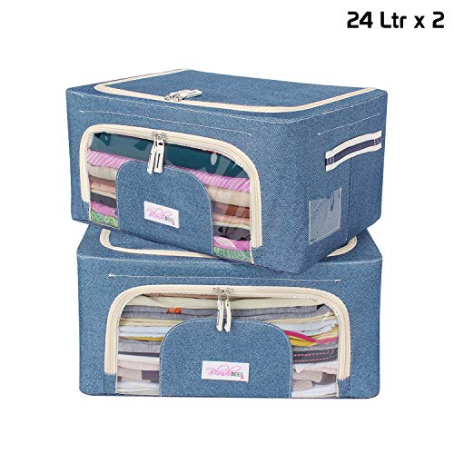 Product Cover BlushBees® Living Box - Cloth Storage Bags, Wardrobe Organizer - 24 Litre, Pack of 2, Cowboy Blue