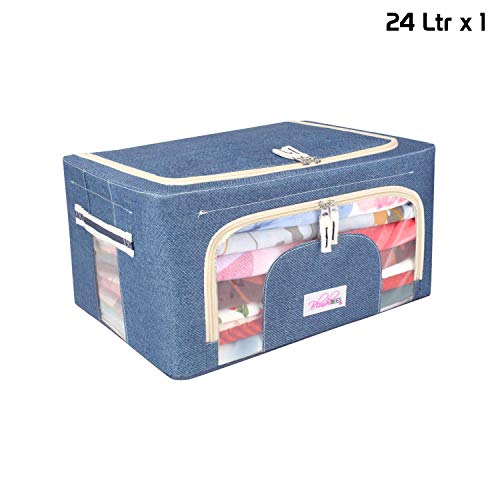 Product Cover BlushBees® Living Box - Storage Boxes for Clothes, Saree Cover - 24 Litre, Pack of 1, Cowboy Blue