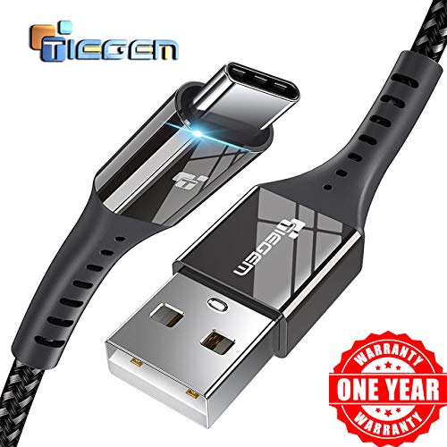 Product Cover TiegemTM 2.5A Type C USB Cable for Type C Devices Fast Charging 480mbps Data Sync Nylon Braided Wire with Long & Strong Connector - 2 Meter (Type-c-TGM2-Black-2mtr)