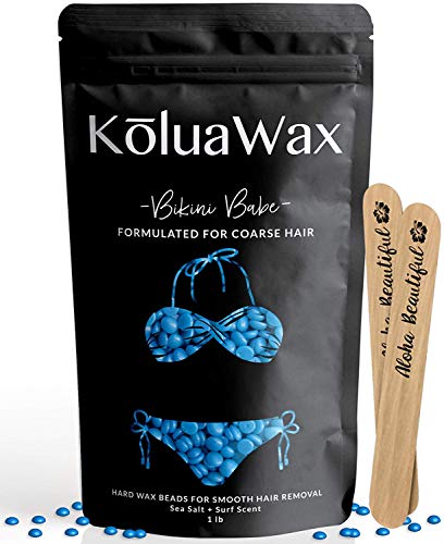 Product Cover Hard Wax Beans for Painless Hair Removal (Coarse Body Hair Specific).Our Strongest Blue Bikini Babe by KoluaWax for Brazilian, Underarms, Back and Chest. Large Refill Pearl Beads for Wax Warmers.