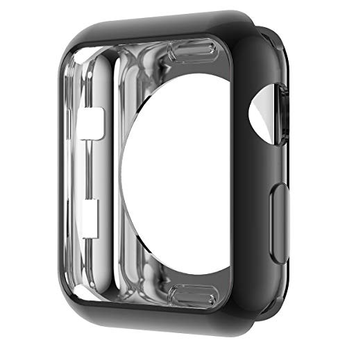 Product Cover Apple Watch Case Black 38mm, TPU Plated Cover Scratch-Resistant Protective Protector Bumper for iwatch Series 1 Series 2 Series 3 Sport Edition