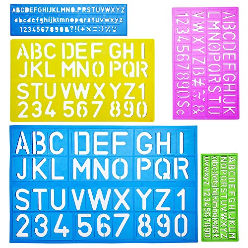 Product Cover Mr. Pen- Alphabet Templates, Alphabet Stencils, Pack of 5, Letter Stencils, Template Letters, Stencils Letters and Numbers, Art Stencils, Drawing Tools, Drafting Supplies, Tracing Letters and Numbers