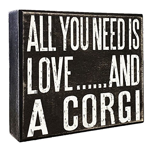 Product Cover JennyGems - All You Need is Love and a Corgi - Wooden Stand Up Box Sign - Corgi Gift Series, Corgi Moms and Owners, Corgi Lovers