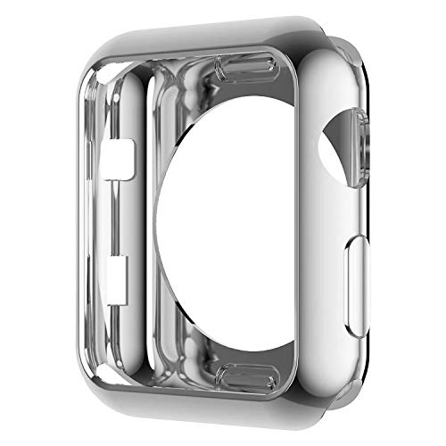 Product Cover Hankn for Apple Watch Case 42mm Silver, Soft TPU Plated Cover Scratch-Resistant Protective Bumper for Apple Iwatch Series 2 Series 3 Sport Edition (Silver, 42mm)