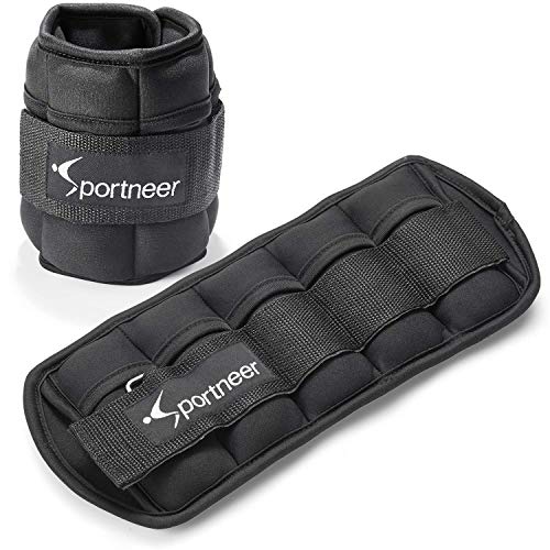 Product Cover Sportneer Ankle Weights, Adjustable Weights Wrist Arm Leg Weight Straps for Fitness, Walking, Jogging, Workout, 1-5 lbs Each Pack, 2 Pack 2-10 lbs