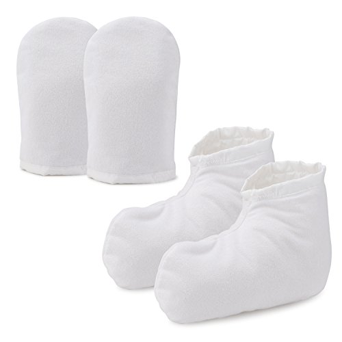 Product Cover Paraffin Wax Mitts, Segbeauty Paraffin Bath Treatment Terry Cloth Gloves for Hand & Feet, Insulated Mitt for Heat Therapy Spa, Therabath, Great for Paraffin Wax Machine- White