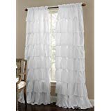 Product Cover 1PC Gypsy Window Treatment Curtain Crushed Sheer Panel Drape Ruffle Style Semi-sheer Fully Stitched with Rod Pocket for any Room Avilabale in Multiple Colors and Size(55