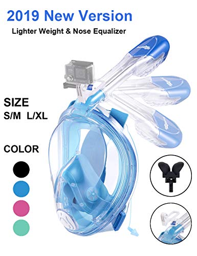 Product Cover X-Lounger Snorkel Mask, 2018 Foldable Snorkeling Mask Full Face Detachable Camera Mount Pivot Arm Earplug, 180° Large View Easy Breath Dry Top Set Anti-Fog Anti-Leak Adults Blue S M