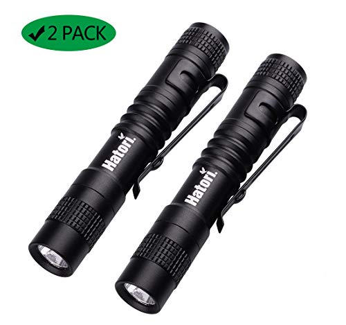 Product Cover [3 Light Modes] Hatori Super Small Mini LED Flashlight Pack Handheld Pen Light Tactical Pocket Torch with High Lumens for Camping, Outdoor, Emergency, Everyday Flashlights(3.55 Inch)