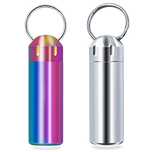 Product Cover Tisky Pill Case(2 PCS),Portable Stainless Steel Waterproof Pill Box Container,Keychain Pill Holder for Outdoor Travel Purse or Pocket
