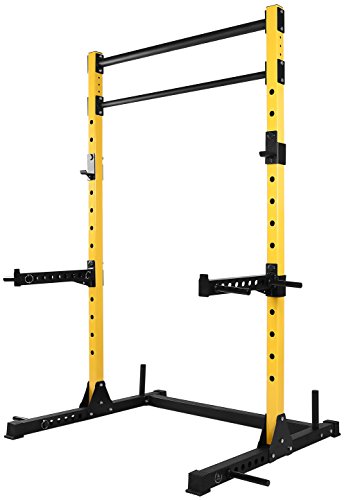 Product Cover HulkFit Multi-Function Adjustable Power Rack Exercise Squat Stand with J-Hooks, Spotter Arms Dip Bars and Pull Up Bars, 800-Pound Capacity
