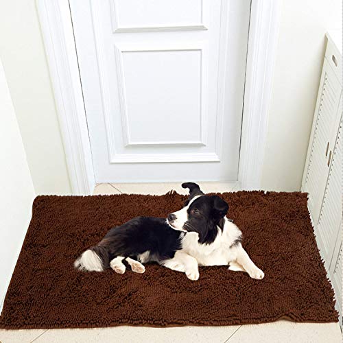 Product Cover Meilocar 23''x34'' Pet Dog Mat Ultra Absorbent Soft Floor Mat, Pet Bed Mat/Rug for Dogs & Cats, Bathroom Non-Slip Doormat, Machine-Washable,Brown