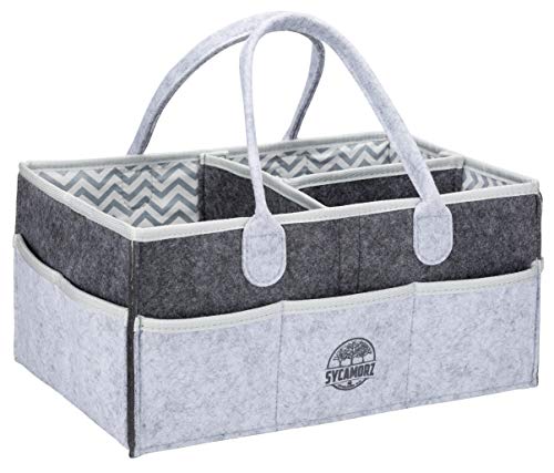 Product Cover Baby Diaper Caddy Organizer | Changing Table Storage | Light Gray over Dark Gray