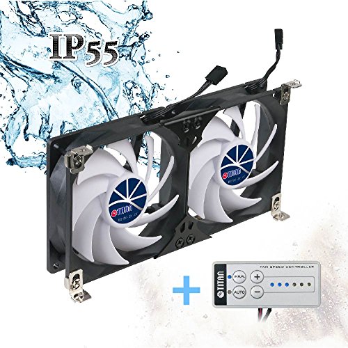 Product Cover TITAN- 12V DC Double Rack Mount Ventilation Cooling fan for Fridge Vent and Ventilation Grille with Speed Controller (120mm)