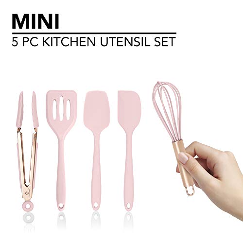 Product Cover COOK with COLOR Set of Five Pink and Rose Gold Silicone MINI Kitchen Utensil Set