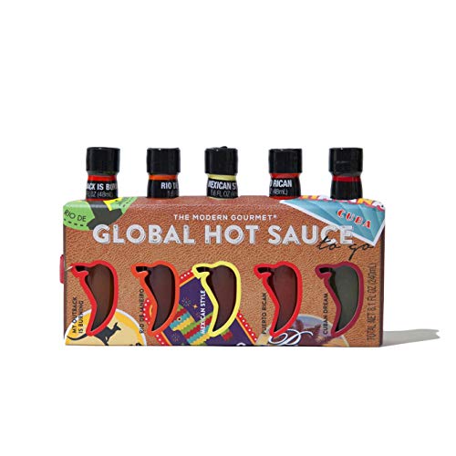 Product Cover Thoughtfully Gifts, Hot Sauces To Go, Global Edition, 1.6 Fluid Ounces Each, Set of 5 Unique Flavors