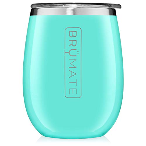 Product Cover BrüMate Uncork'd XL 14oz Wine Glass Tumbler With Splash-proof Lid - Made With Vacuum Insulated Stainless Steel (Aqua)