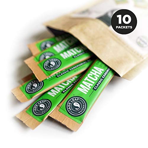 Product Cover Jade Leaf Matcha Green Tea Powder - Ceremonial Single Serve Stick Packs - USDA Organic, Authentic Japanese Origin - Antioxidants, Energy [10 Count]