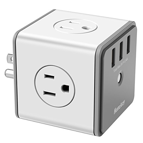 Product Cover Huntkey Cubic Surge Protector USB Wall Adapter with 4 AC Outlets 3 USB Charging Ports (SMC007)